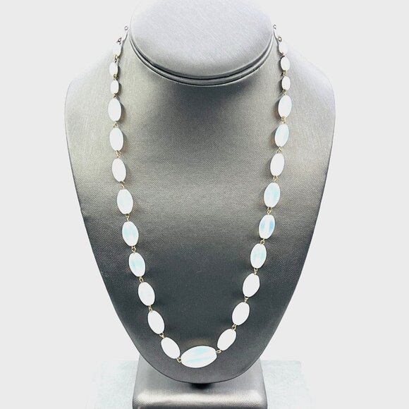Vintage Art Deco Opaline Opalite Graduated Glass Bead Necklace 21" - Picture 1 of 9